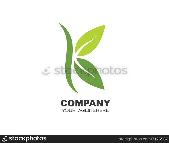 k letter leaves illustration logo vector icon template