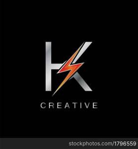 K Letter Logo, Abstract Techno Thunder Bolt Vector Template Design.
