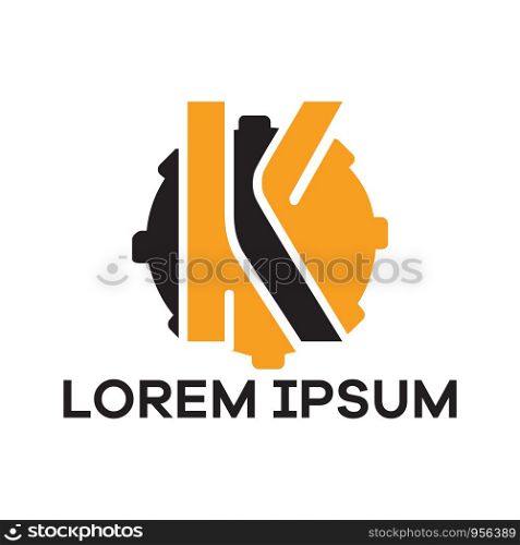 K letter logo design. Letter k in circle shape vector illustration.
