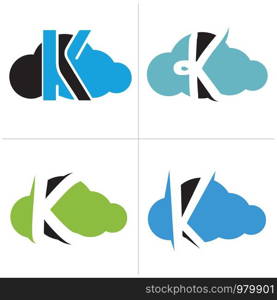 K letter logo design. Letter k in sky shape vector illustration.