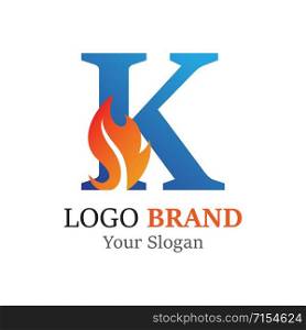 K Letter logo fire creative concept template design