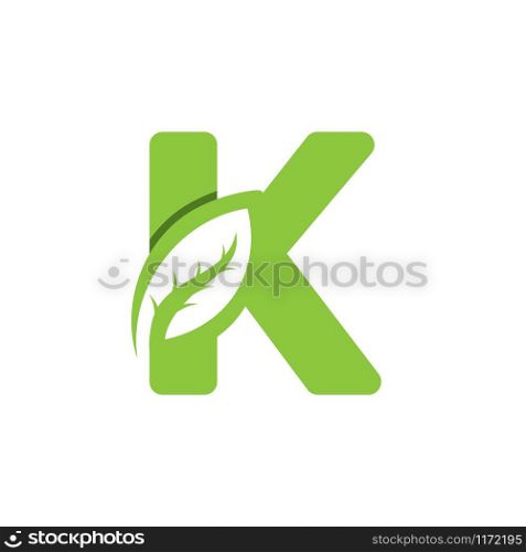 K Letter logo leaf concept template design