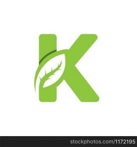 K Letter logo leaf concept template design