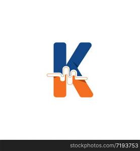 K Letter logo on pulse concept creative template design