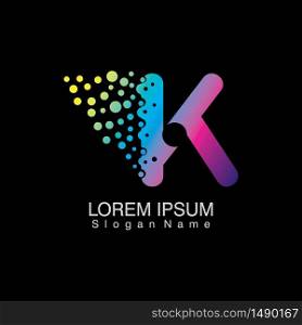 K Letter Logo with dots gradient design. company Alphabet vector template