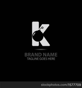 K letter With boom logo creative alphabet concept dsign