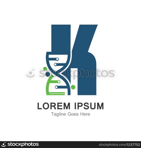 K letter with DNA logo creative design template