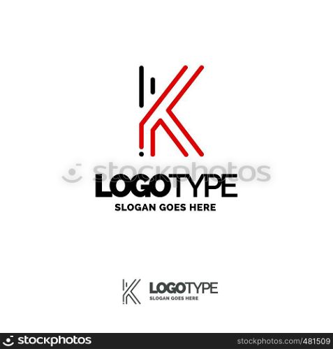 K Logo. Digital Logo template. Black and Red Logo template, Technology Brand Name Design. Creative Symbol Place for Tagline/slogan. Elegant Logo Design Template