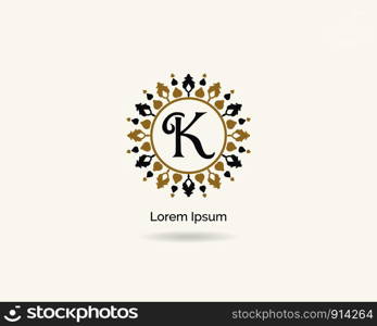 K logo. Luxury letter k vector monogram. K letter elegant and decorative logo design.