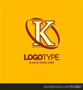 K Logo Template. Yellow Background Circle Brand Name template Place for Tagline. Creative Logo Design