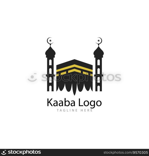 Kaaba mecca symbol logo illustration design template