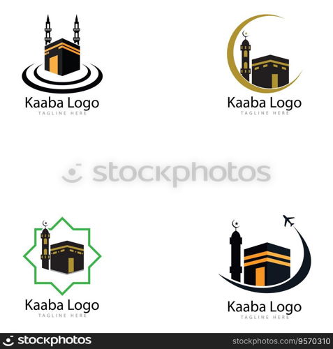 Kaaba mecca symbol logo illustration design template