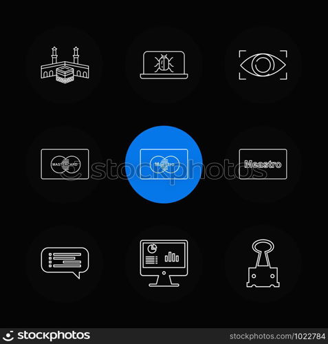 kaabaa , bug , eye , master card ,card , message, graph , clip , icon, vector, design, flat, collection, style, creative, icons