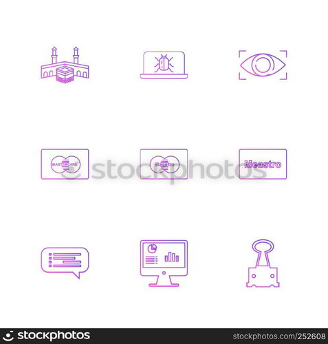 kaabaa , bug , eye , master card ,card , message, graph , clip , icon, vector, design, flat, collection, style, creative, icons