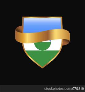 Kabardino Balkaria flag Golden badge design vector