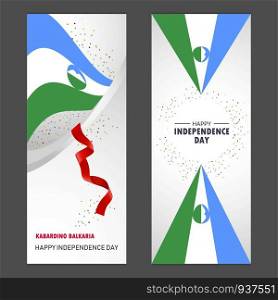 Kabardino Balkaria Happy independence day Confetti Celebration Background Vertical Banner set