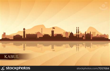 Kabul city skyline silhouette background, vector illustration