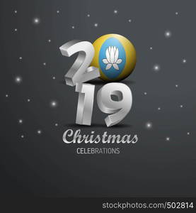 Kalmykia Flag 2019 Merry Christmas Typography. New Year Abstract Celebration background