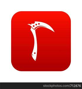 Kama weapon icon digital red for any design isolated on white vector illustration. Kama weapon icon digital red
