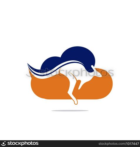 Kangaroo cloud shape logo design concept. Creative kangaroo vector logo design concept.
