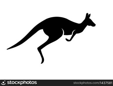 Kangaroo in jump graphic icon. Kangaroo black sign isolated on white background. Symbol of Australia. Vector illustration