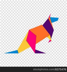 Kangaroo origami. Abstract colorful vibrant kangaroo logo design. Animal origami. Vector illustration