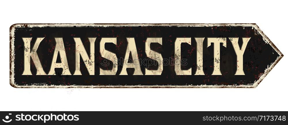 Kansas city vintage rusty metal sign on a white background, vector illustration