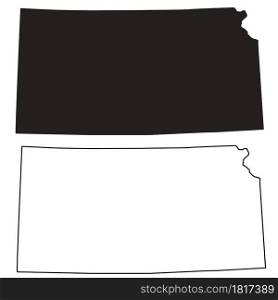 Kansas map on white background. Kansas state sign. Kansas state of USA black outline map symbol. flat style.