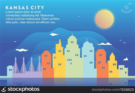 Kansas Missouri City Building Cityscape Skyline Dynamic Background Illustration