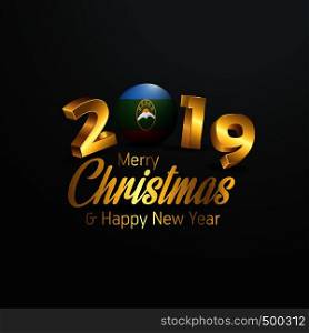 Karachay Chekessia Flag 2019 Merry Christmas Typography. New Year Abstract Celebration background