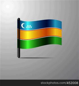Karakalpakstan waving Shiny Flag design vector