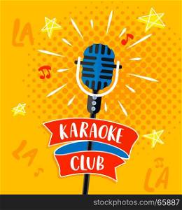 Karaoke cub symbol.. Karaoke club symbol, logo or emblem with lettering. Vector illustration.
