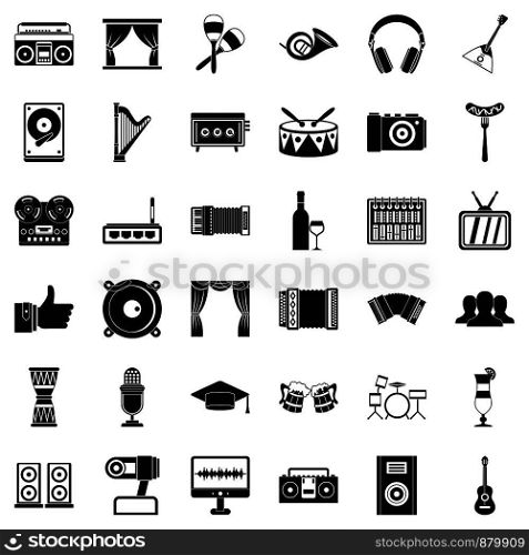 Karaoke icons set. Simple style of 36 karaoke vector icons for web isolated on white background. Karaoke icons set, simple style