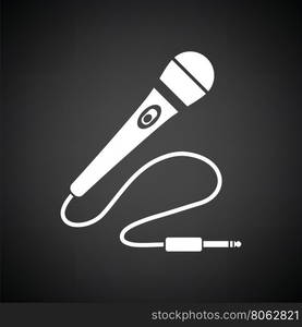 Karaoke microphone icon. Black background with white. Vector illustration.