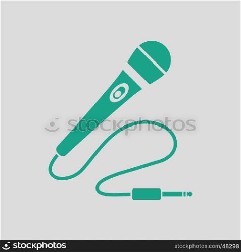 Karaoke microphone icon. Gray background with green. Vector illustration.