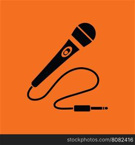 Karaoke microphone icon. Orange background with black. Vector illustration.