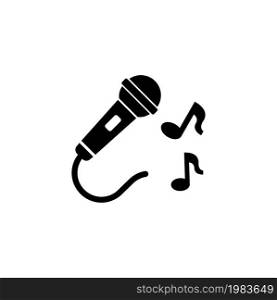 Karaoke Microphone, Sing, Music. Flat Vector Icon illustration. Simple black symbol on white background. Karaoke Microphone, Sing, Music sign design template for web and mobile UI element. Karaoke Microphone, Sing, Music Flat Vector Icon