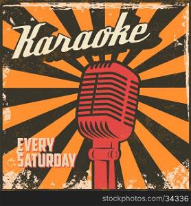 Karaoke vintage poster. Design element in vector.