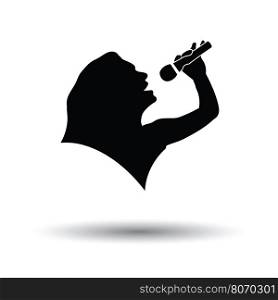 Karaoke womans silhouette icon. White background with shadow design. Vector illustration.