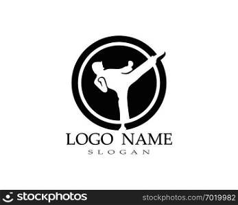 Karate and taekwondo logo fight vector black