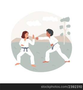 Karate c&isolated cartoon vector illustration. Martial art after school classes, karate summer c&, PA day program, sport kids activity, physical exercise, daycare center vector cartoon.. Karate c&isolated cartoon vector illustration.