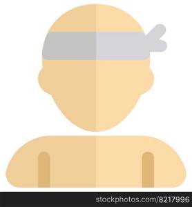 Karate fighter wearing headband