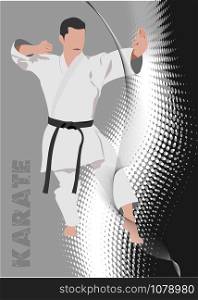 Karate silhouettes exercises. Vector