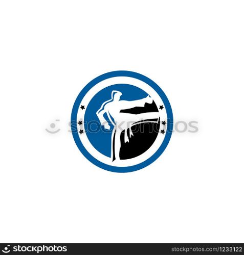 Karate Taekwondo fighter logo design.