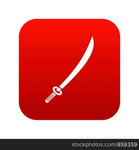 Katana icon digital red for any design isolated on white vector illustration. Katana icon digital red