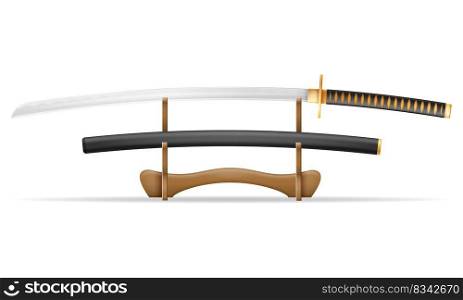 katana sword ninja weapon japanese warrior assassin vector illustration isolated on white background