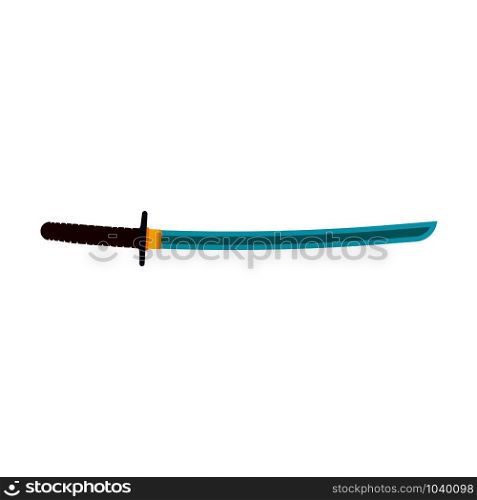 Katana sword samurai blade vector icon. Warrior weapon ninja isolated white. Martial battle steel handle razor