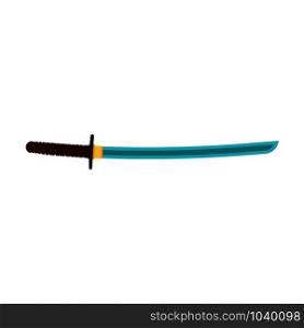 Katana sword samurai blade vector icon. Warrior weapon ninja isolated white. Martial battle steel handle razor