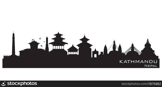 Kathmandu Nepal skyline Detailed vector silhouette