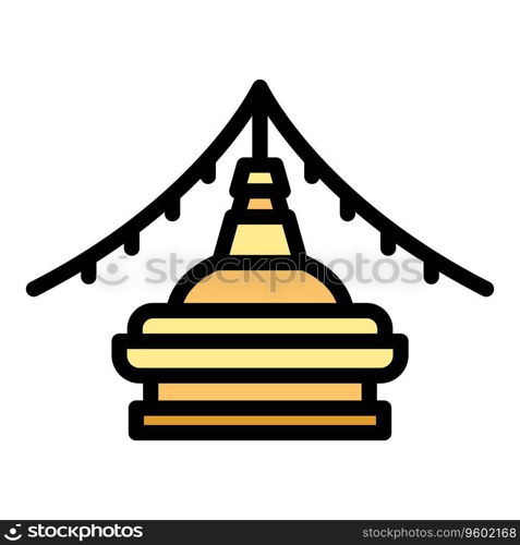 Kathmandu stupa icon outline vector. Nepal skyline. Landmark culture color flat. Kathmandu stupa icon vector flat